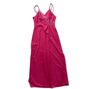 Vintage unbranded sexy satin lace long Nightgown side slit medium